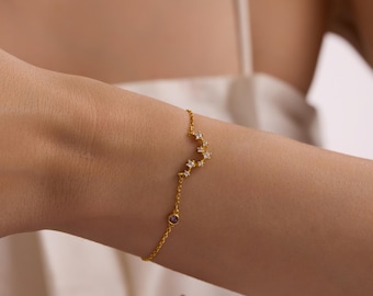 Pulsera con constelación del zodiaco y piedra natal – Joyería astrológica personalizada con signo zodiacal en oro, plata o rosa