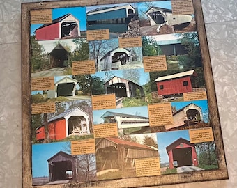 Covered Bridges Postcard Collage Wall Hanging