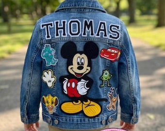Personalized Kids Denim Jacket, Custom Disney Princess, Minnie Mouse, Mickey Mouse, Toy Story, Sonic, Cars, Jacket, Toddler Name Jean Jacket