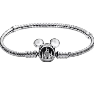 Pulseras Disney de plata de ley 925 Magic Castle 19cm