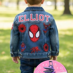 Personalized Kids Spider-Man, Sonic Denim Jacket, Custom Name Toddler Jean Jacket, Superhero Jacket for Boys