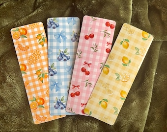 Cute Fruit Bookmark Collection | Oranges, Blueberries, Cherries, Lemons | 2x6 Laminated or Matte Bookmarks