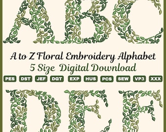 Schriftart für florale Blättermonogramme, botanisches Alphabet A-Z (Digitaler Download)