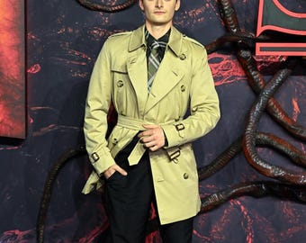 Noah Schnapp inspired Mens Velvet Trench Coat | Winter Fashion UK Special Screening Coat
