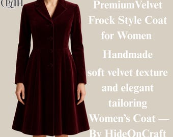 Handmade Velvet Frock Coat | Elegant Fit & Flare Winter Outerwear