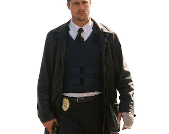 Brad Pitt Se7en Inspired Leather Coat David Mills Cosplay Trench Overcoat