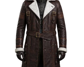 Fallout 4 Elder Maxson Battlecoat | Brotherhood of Steel Cosplay Distressed Military Trench Jacket