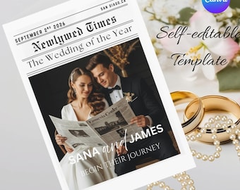 Wedding Newspaper Template | Editable Canva Program (Digital Download)