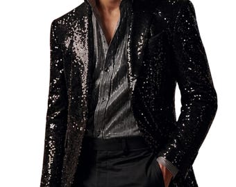 Billie Jean Sequin Jacket Michael Jackson Black Sparkle Concert Costume MJ Cosplay Jacket