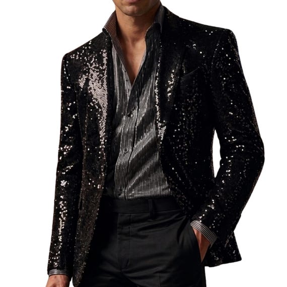 Billie Jean Sequin Jacket Michael Jackson Black Sparkle Concert Costume MJ Cosplay Jacket