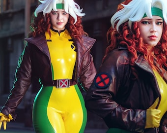 Rogue X-Men 97 Brown Cropped Leather Jacket, 90s Mutant Heroine Women’s Cosplay Costume Coat