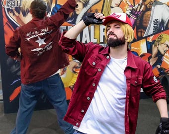 Terry Bogard Jacket from The King of Fighters XIV | Men’s Red Cotton & Leather Cosplay