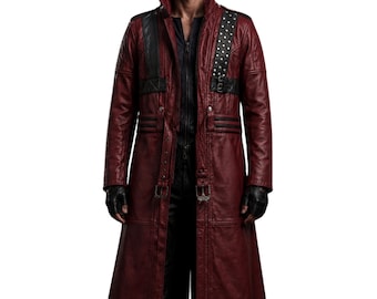 DMC 3 Dante Leather Trench Coat Devil May Cry Cosplay Costume