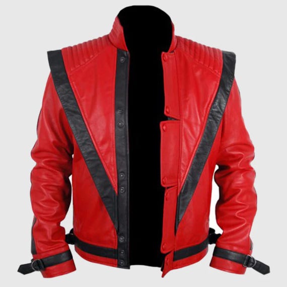 Michael Jackson Thriller Red Leather Jacket | MJ Celebrity Inspired Costume | Halloween Cosplay Biker Jacket