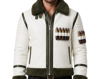 Smoker Marine One Piece S2 Leather Jacket Anime Cosplay White Biker Jacket