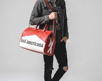 MGK Lost Americana Leather Duffle Bag, Gym Weekender Travel Bag