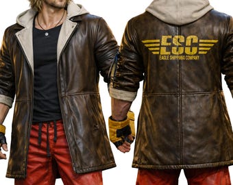 Street Fighter Ken Masters Brown Leather Coat | Hooded Streetwear Jacket for Men (Cosplay)