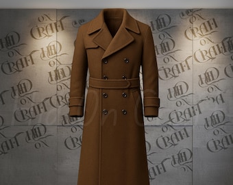 Long Wool Trench Coat | Vintage Duster | Winter Overcoat Men & Women | Handmade Gothic Halloween Coat