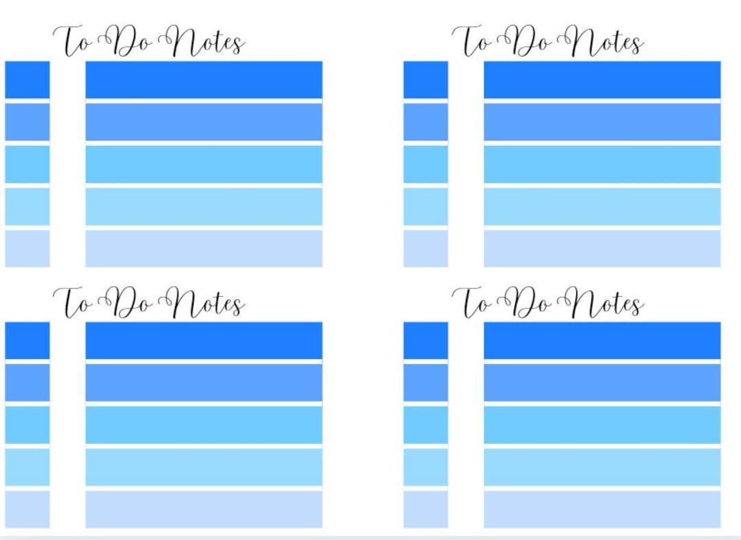 To Do Note Example Small TO DO Notes - PDF Digital Template 8.5x11 (blues) - Etsy