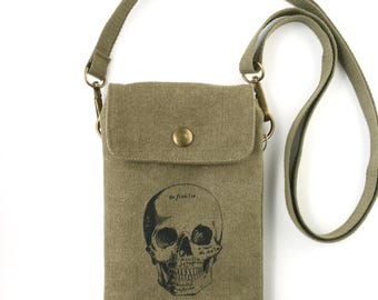Skull Crossbody Phone Bag Small Shoulder Bag 5 x 7 Inches