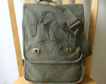 Elephant Canvas Messenger Bag Laptop Bag