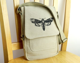 Deaths Head Moth Tech Bag Small Purse Crossbody Shoulder Tablet Bag 11x7x2 Inches