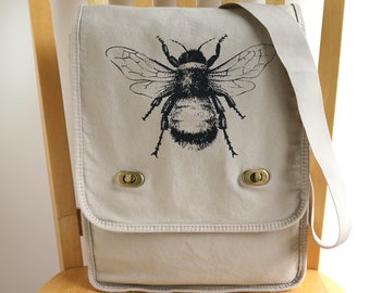 Bee Canvas Messenger Bag Laptop Bag Shoulder Bag
