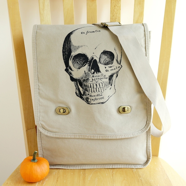 Skull Canvas Messenger Bag Laptop Bag Shoulder Bag