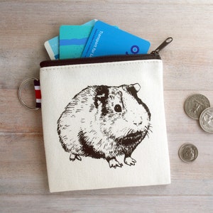 Guinea Pig Coin Purse Small Zipper Pouch Cavy Gift Card Holder Gift for Guinea Pig Lover image 1