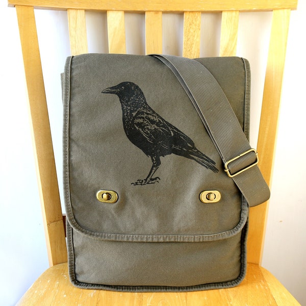 Crow Raven Canvas Messenger Bag Laptop Bag