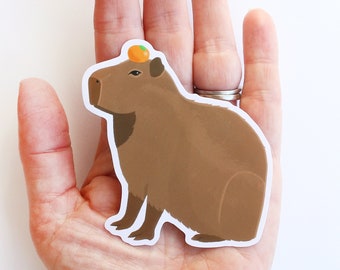 Calcomanía de vinilo de capibara para portátil o botella de agua