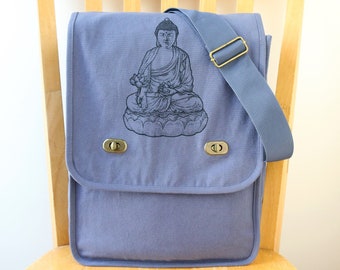 Buddha Canvas Messenger Bag Laptop Bag - Gift for Her