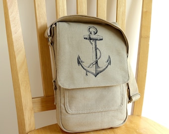 Anchor Nautical Tech Bag Small Purse Crossbody Shoulder Bag 11x7x2 Inches