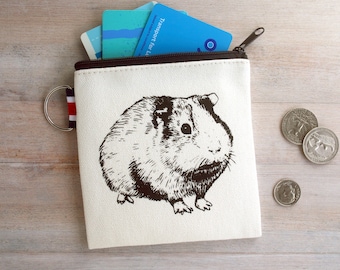 Guinea Pig Coin Purse Small Zipper Pouch Cavy Gift Card Holder - Gift for Guinea Pig Lover