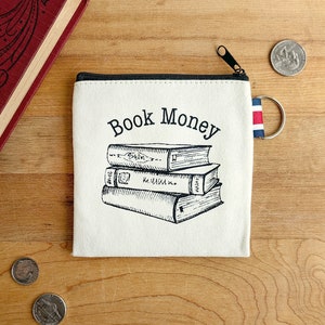 Book Money Coin Purse Small Zipper Pouch - Gift for Book Lover