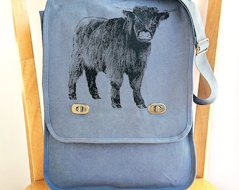 Highland Cow Canvas Messenger Bag Laptop Bag