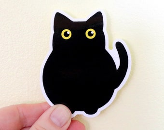 Pegatina de vinilo de gato negro para portátil o botella de agua (Halloween)