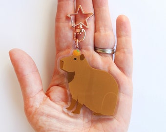 Porte-clés Capybara acrylique double face à breloques - Cadeau pour amateur de Capybara