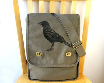 Bolso bandolera de lona Crow Raven Bolso para portátil