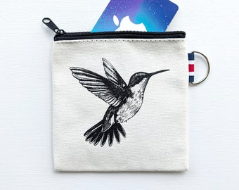 Hummingbird Coin Purse Small Zipper Pouch Gift Card Holder