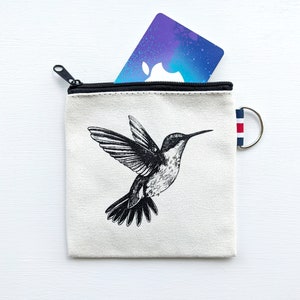 Bolsa de moedas de beija-flor pequena com zíper porta-cartão de presente - presente para amante de pássaros
