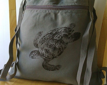 Sea Turtle Canvas Backpack Gym Bag School Bag