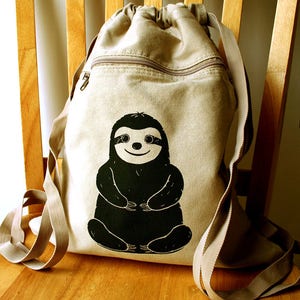 Sloth Backpack Canvas Laptop Bag Gym Bag