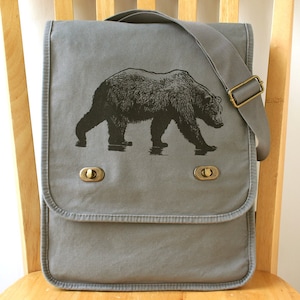 Bear Canvas Messenger Bag for Men Laptop Bag Bag for Women