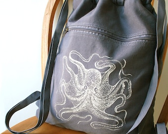 Octopus Canvas Backpack Laptop Bag