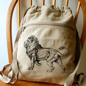 Lion Canvas Backpack School Bag Laptop Bag image 1