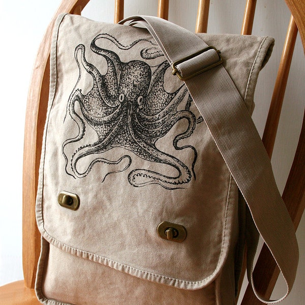 Octopus Canvas Messenger Bag Laptop Bag