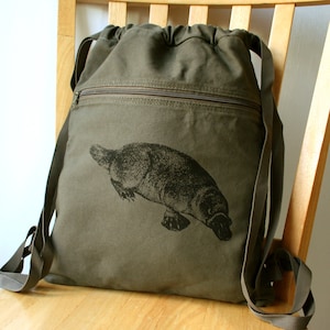 Platypus Canvas Backpack School Bag Laptop Bag image 1