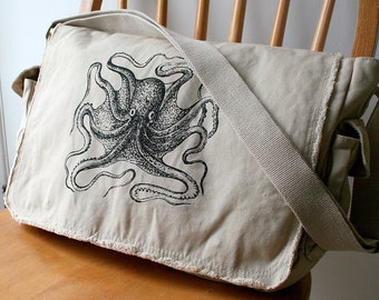 Octopus Canvas Messenger Bag Laptop Bag for Men Bag for Women