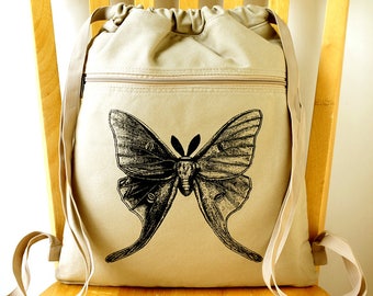 Luna Moth Backpack Canvas Laptop Bag